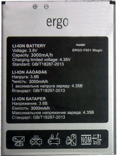акумулятор ergo f501 magic / ulefone s8 (s8 pro) [original prc] 12 міс. гарантії