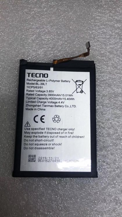 акумулятор tecno spark 4 kc2 / kc8 (bl-39lt 4000 mah) [original prc] 12 міс. гарантії