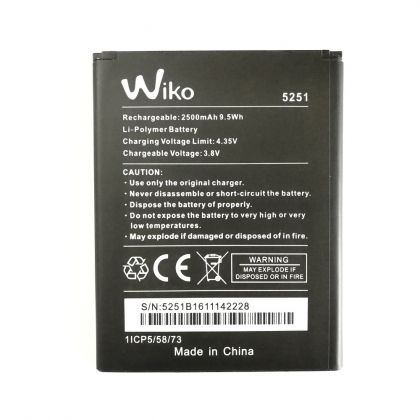 акумулятор wiko rainbow 5251/ jam 4g / robby / pulp3g / pulp 4g (2500 mah) [original prc] 12 міс. гарантії