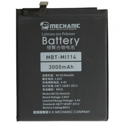 акумулятор mechanic bn31 (3080 mah) для xiaomi mi a1 / redmi note 5a / redmi s2