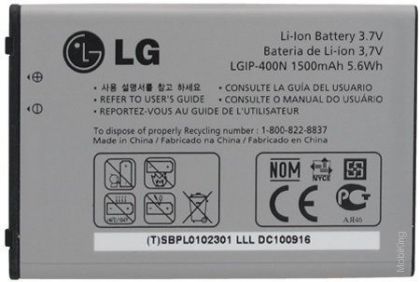 акумулятор для lg gt540, gx200, gx300, gx500, gw620, gw550, p500, p520 (lgip-400n) [hc]