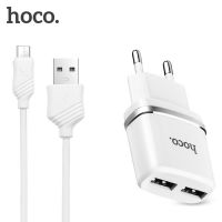 Сетевое зарядное устройство 2USB Hoco C12 White + USB Cable iPhone Lightning (2.4A)